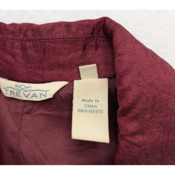 Trevan Women's Blazer Jacket Size 12 Maroon Red Crinkle Texutred Evening - Picture 4 of 16